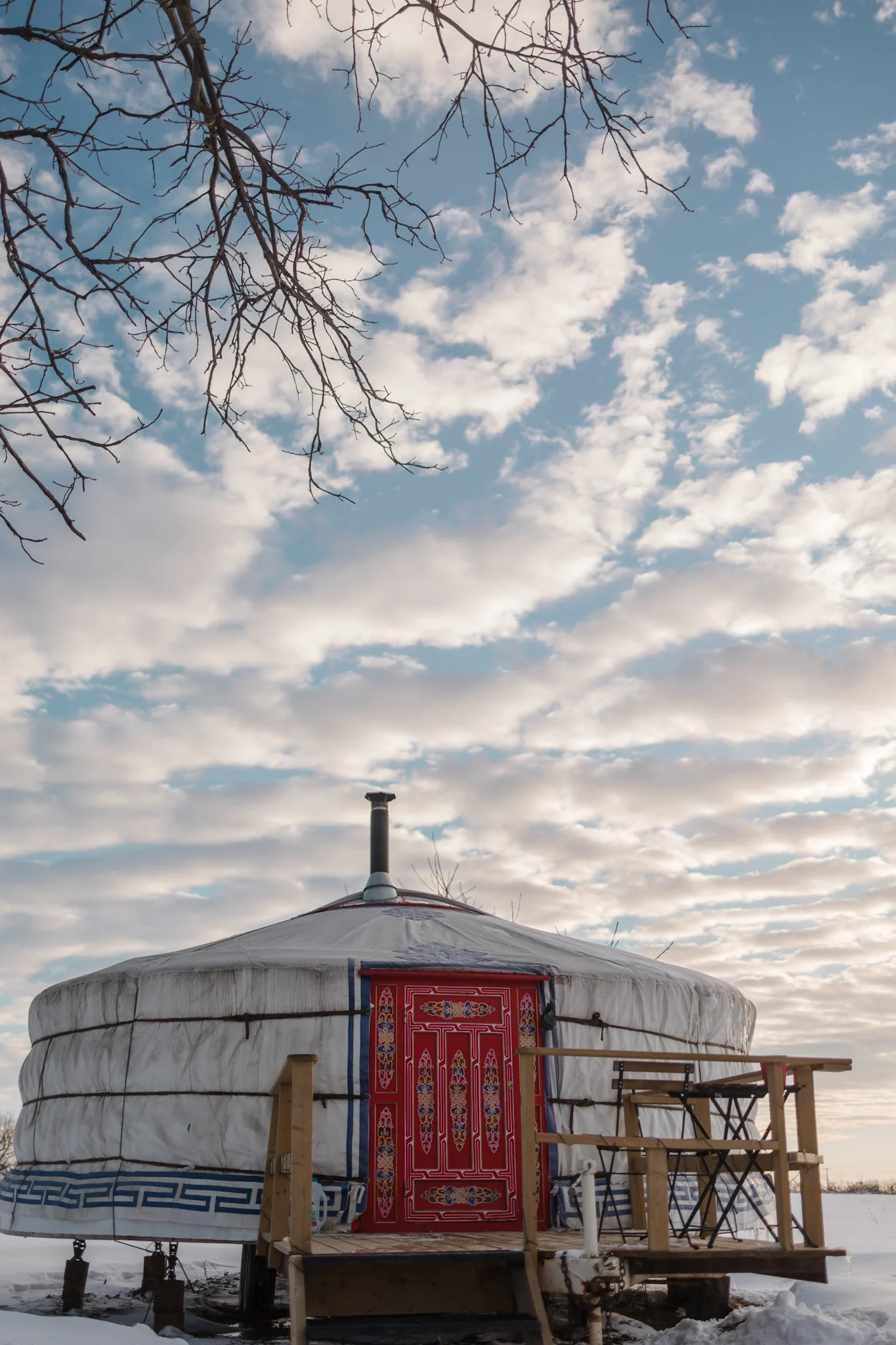beautiful yurt in winter